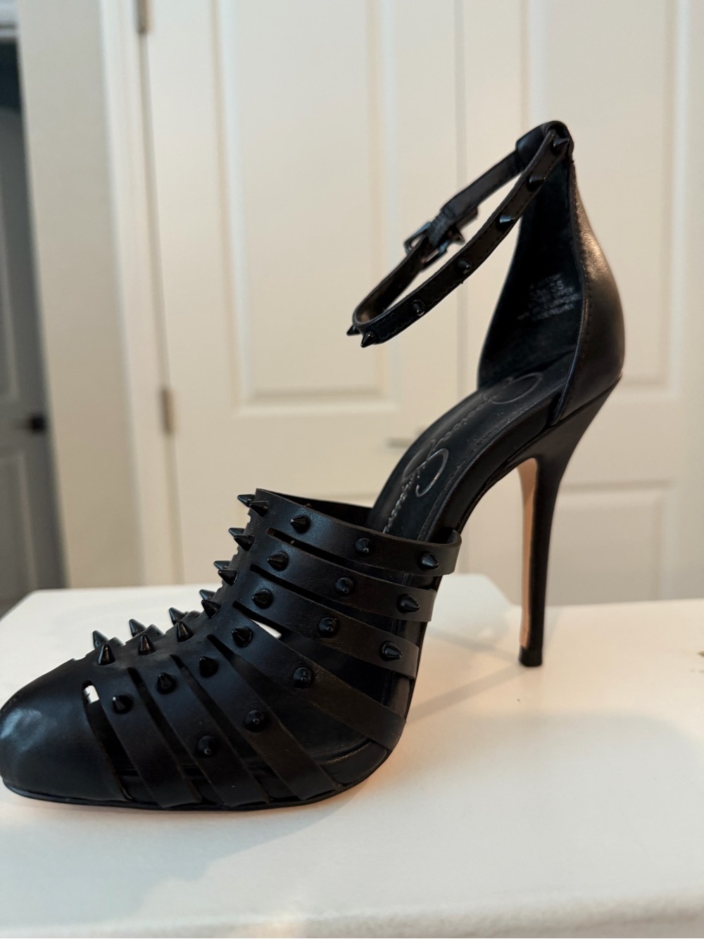 Jessica Simpson Black Studded Strappy Stiletto Heel